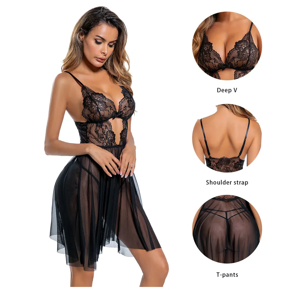 Women Lingerie Sexy Chemise Nightgown Lace Baby doll lingerie Dress